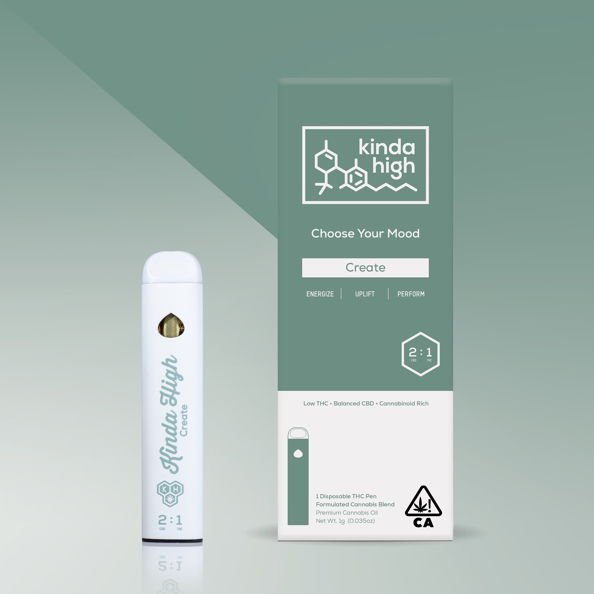 Kinda High™ - Create 2:1 CBD/THC - Rechargeable Disposable [1000mg]