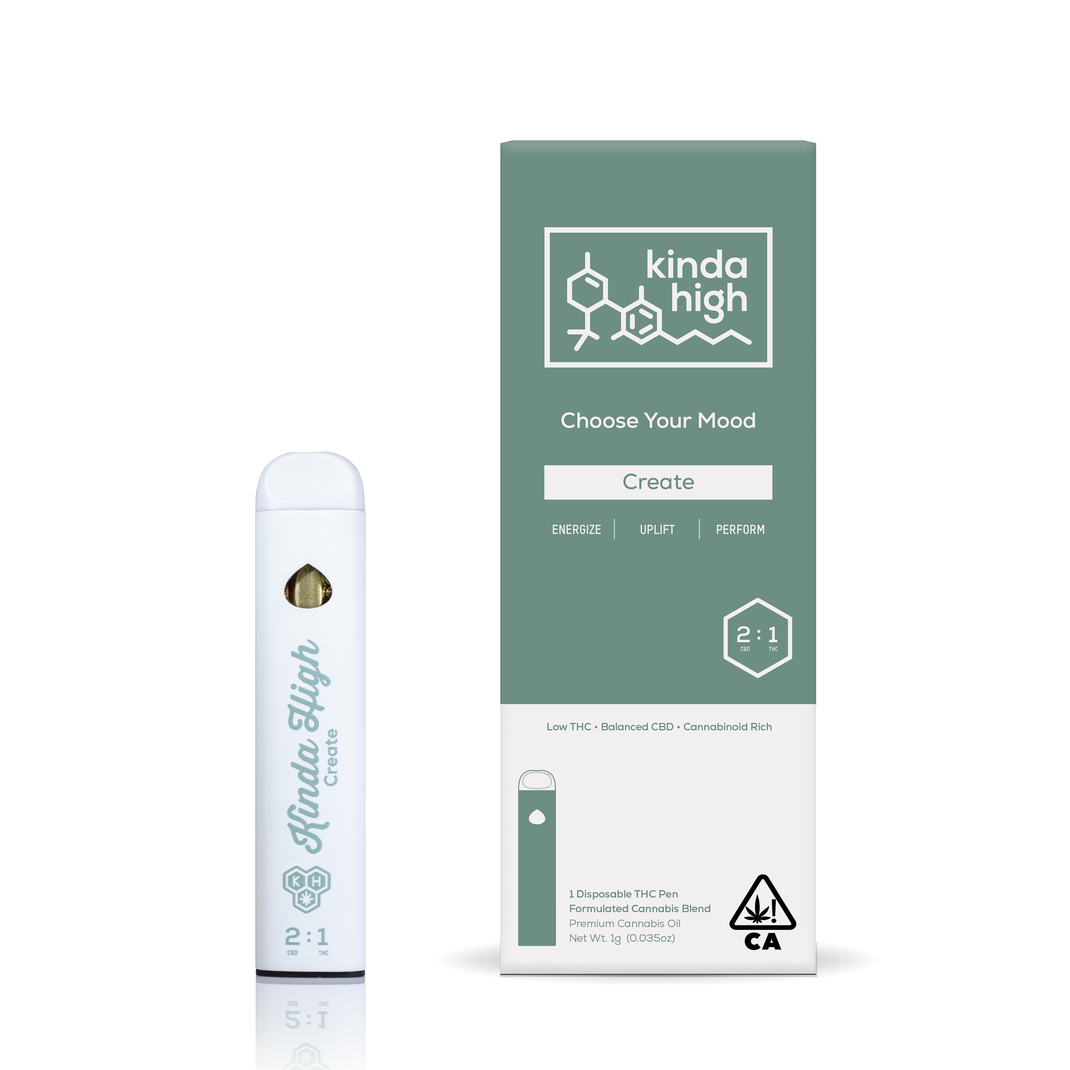 Kinda High™ - Create 2:1 CBD/THC - Rechargeable Disposable [1000mg]
