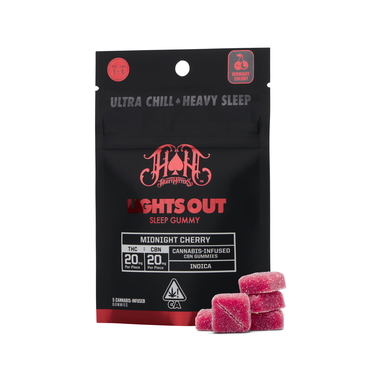 Midnight Cherry | Indica - Lights Out CBN Sleep Gummies - 100mg THC | 100mg CBN