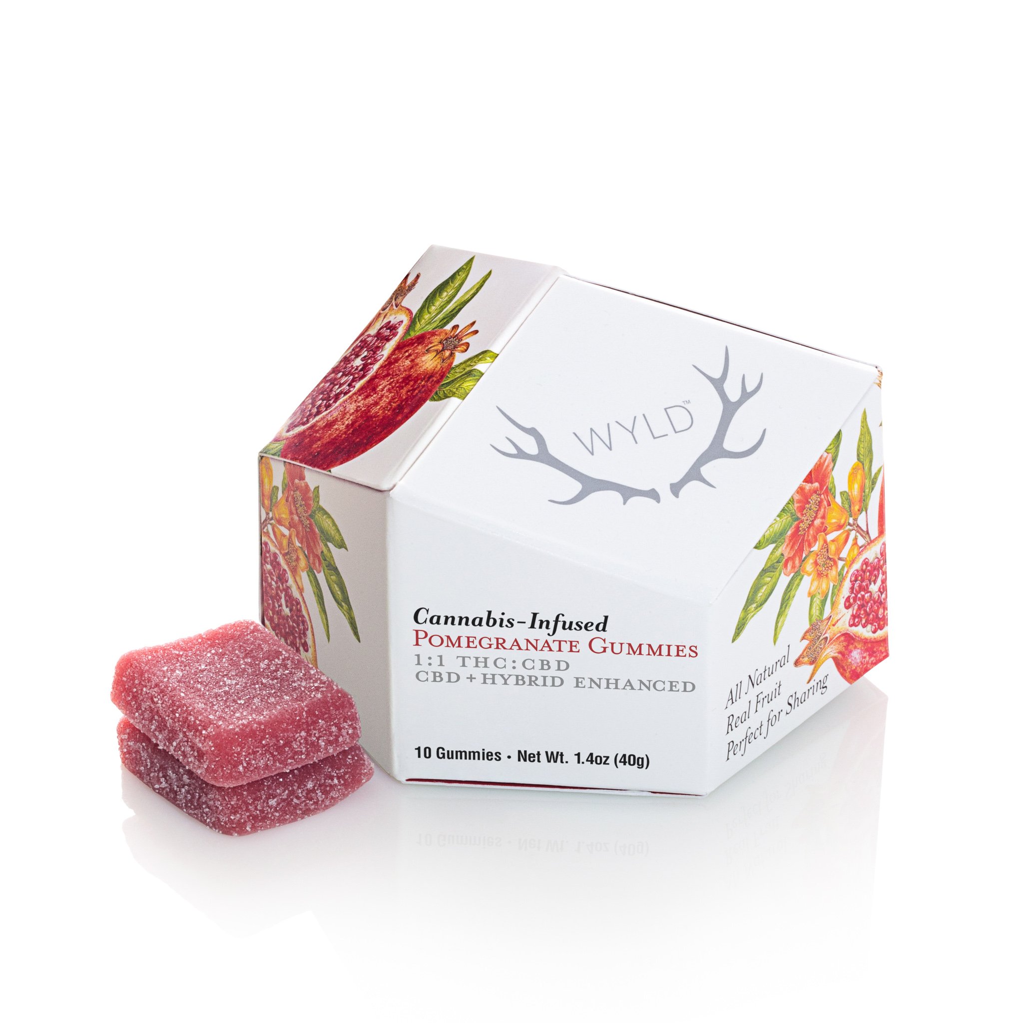Pomegranate 1:1 CBD + Hybrid Enhanced Gummies (100mg THC:100mg CBD)