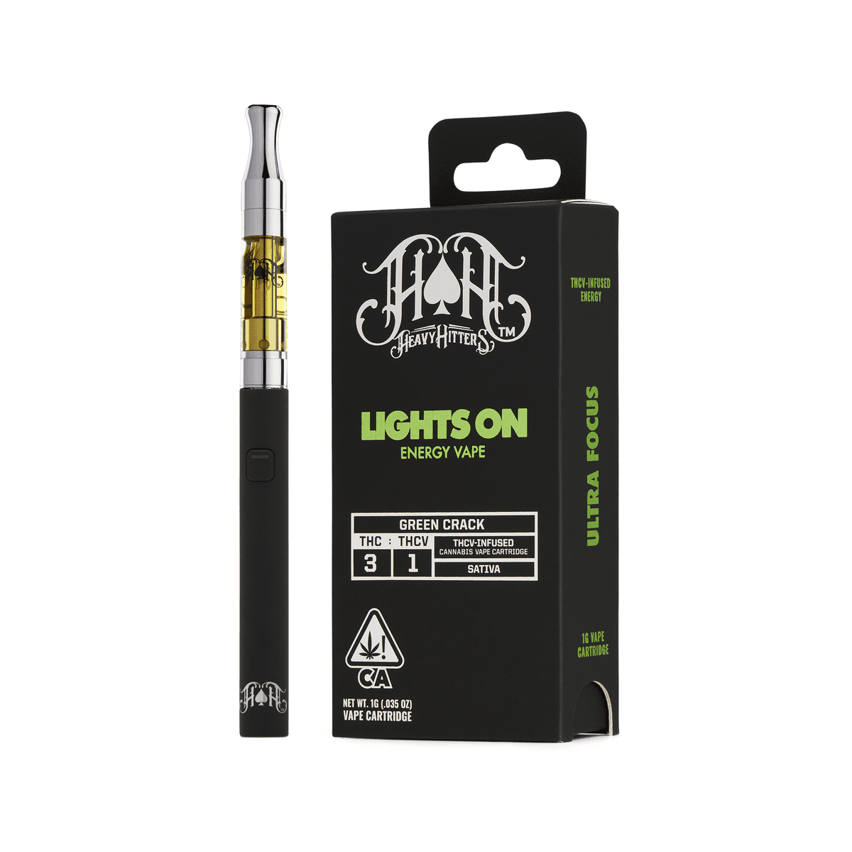 Green Crack | Sativa - Lights On THCV Energy - 1G Vape Cartridge