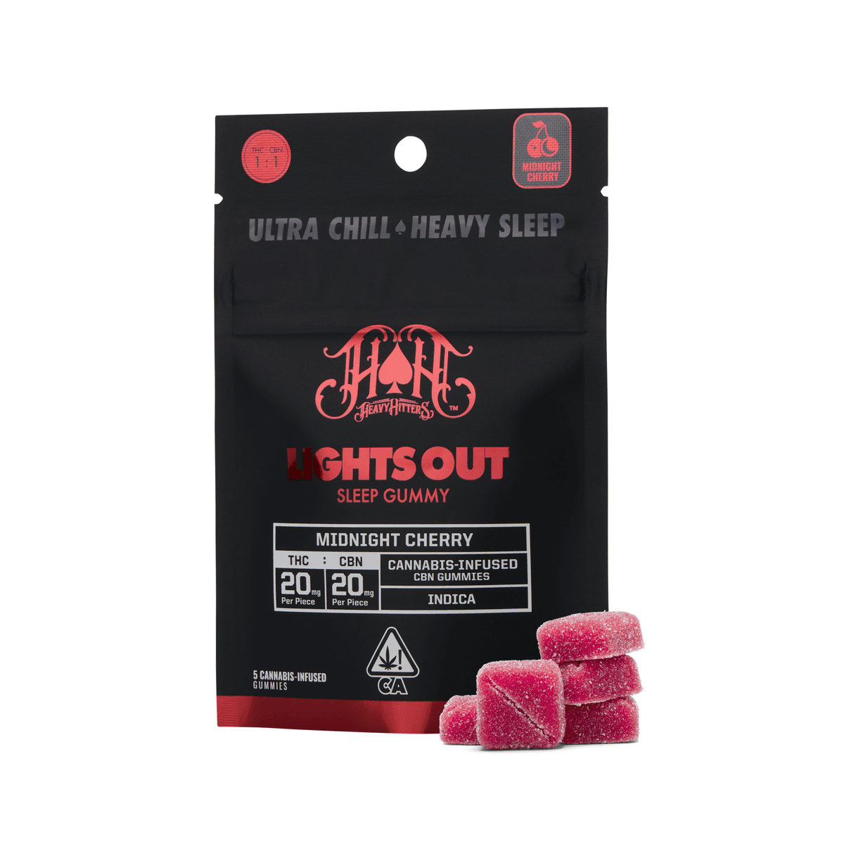 Midnight Cherry | Indica - Lights Out CBN Sleep Gummies - 100mg THC | 100mg CBN