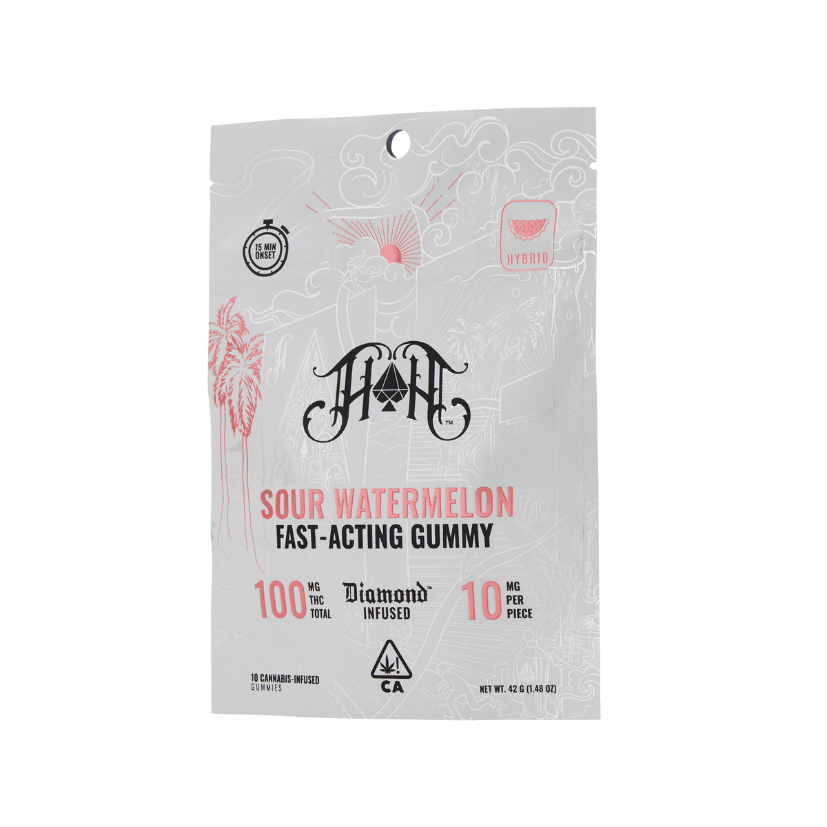 Sour Watermelon | Hybrid - Fast-Acting Gummies - 100mg THC